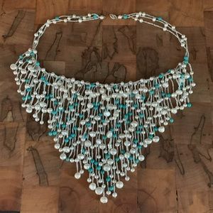 Beautiful Freshwater Pearl and Turquoise Beaded Necklace